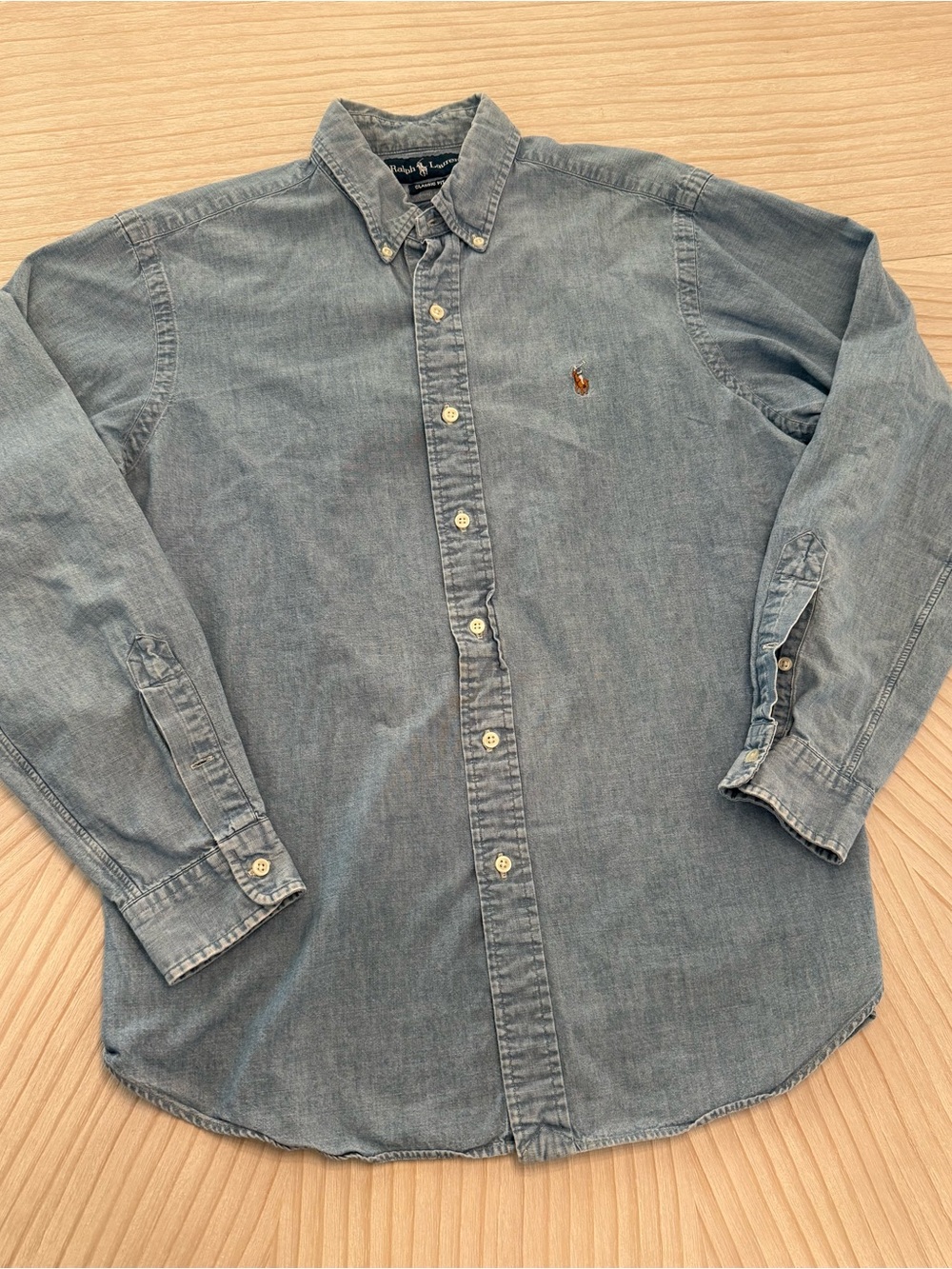 Ralph Lauren Light Blue Denim Button-Down Shirt Vintage